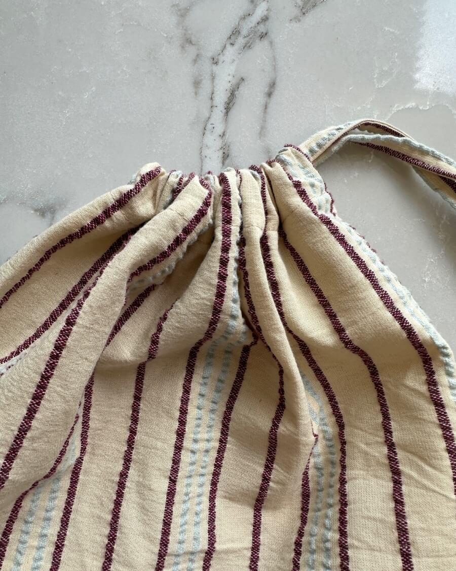 PetiteKnit | Knitter's String Bag | Seerssucker Twin Stripe